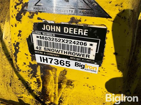 John Deere 42 Front Mount Snow Blower Bigiron Auctions