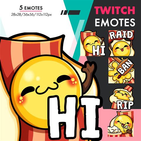 Twitch Egg And Bacon Emote Pack Cute Breakfast Ban Raid Rip Emote