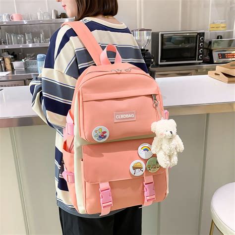 Kawaii Mochila Escolar De 4 Piezas Con Colgante De Oso De Regalo