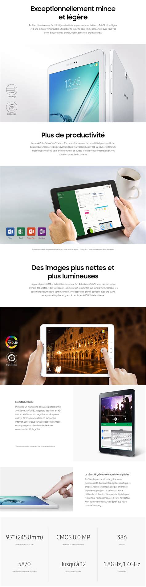 Tablette 4g Samsung Galaxy Tab S2 97 Value Edition Sm T819 Prix Maroc