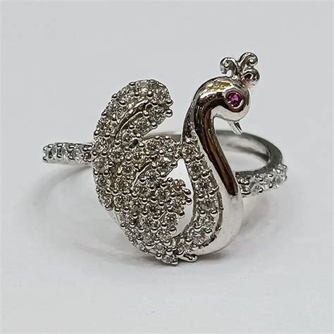 Modern 925 Sterling Silver Peacock Design Ring 15mm Diameter At Rs 110gram In New Delhi