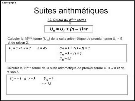 Suites Arithm Tiques I Calcul Du Ni Me Terme Bac Pro Youtube