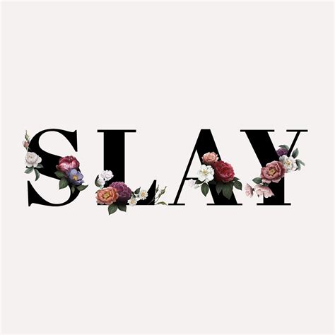 Floral Slay Word Typography On A Beige Free Photo Rawpixel