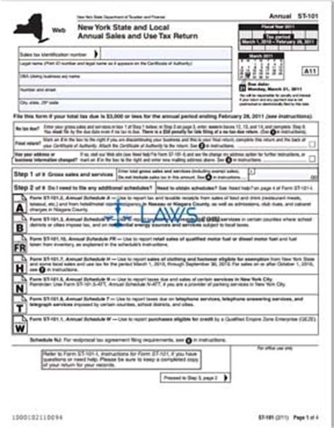 Form ST-101 NYS and Local Sales and Use Tax Return - New York Forms ...