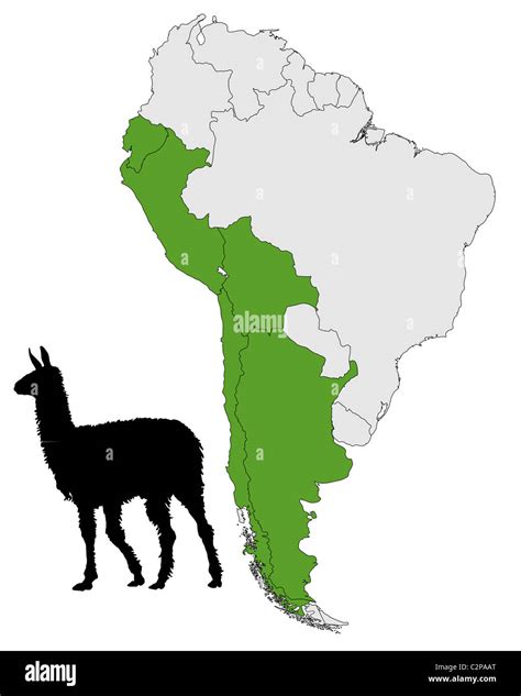 Llama range map Stock Photo - Alamy