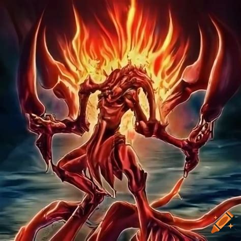 Humanoid Creature Made Of Fire In Yu Gi Oh Card Art On Craiyon