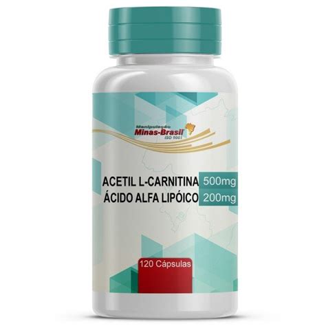 Acetil L carnitina 500Mg Ácido Alfa Lipóico 200Mg 120