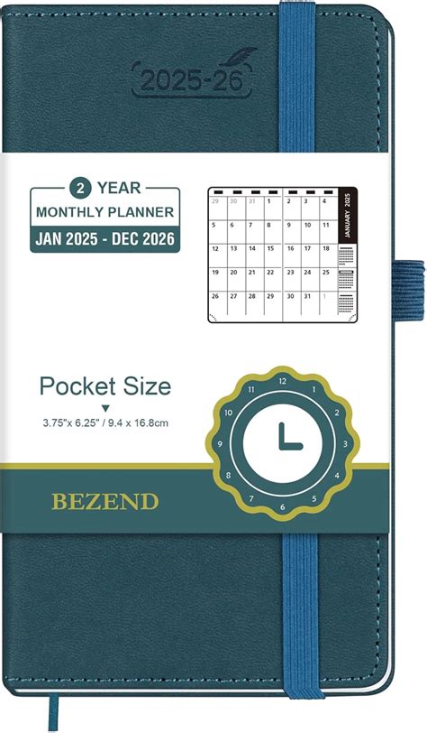 Bezend Year Month To View Pocket Diary Pu Leather Hardback