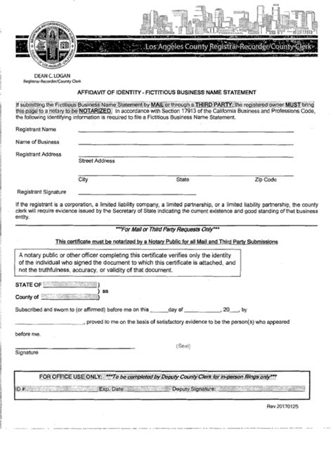 Los Angeles County General Affidavit Form 2022 PrintableAffidavitForm