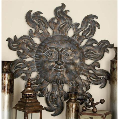 36 in. Bronze-Finished Metal Celestial Sun Wall Decor-93706 - The Home Depot