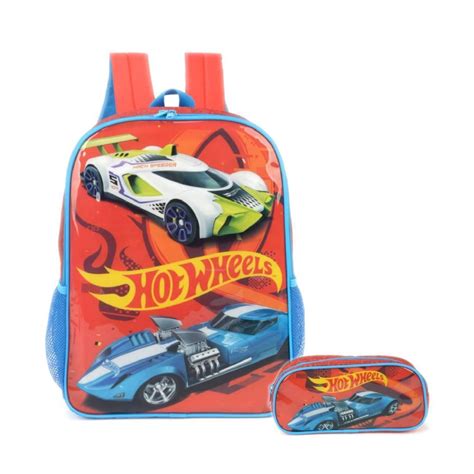 Mochila De Costas Hot Wheels Infantil Estojo Escola No Shoptime