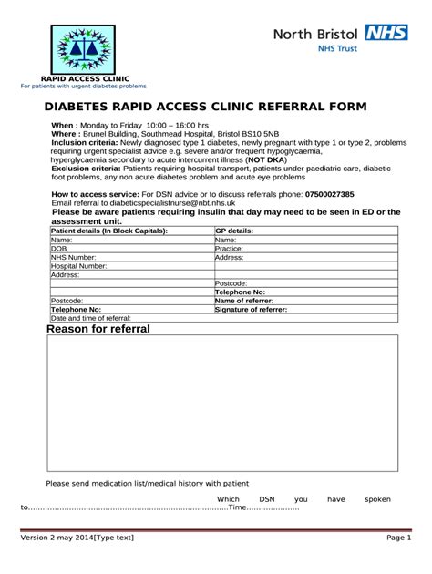 Diabetes Rapid Access Clinic Referral Doc Doc Template Pdffiller