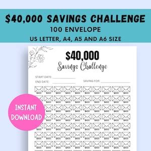 K Saving Challenge Printable Envelope Challenge K Challenge