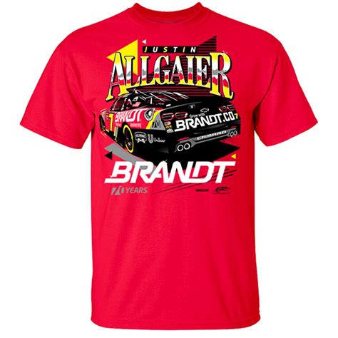 Justin Allgaier #7 2023 Brandt Red T-shirt | Shop the Shop JR Nation ...