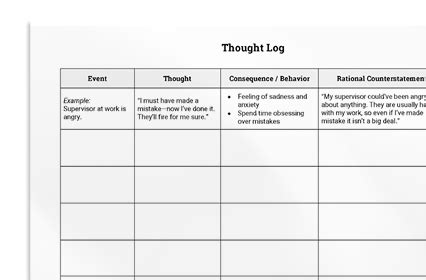 Thought Record Worksheet Therapist Aid Worksheets Library