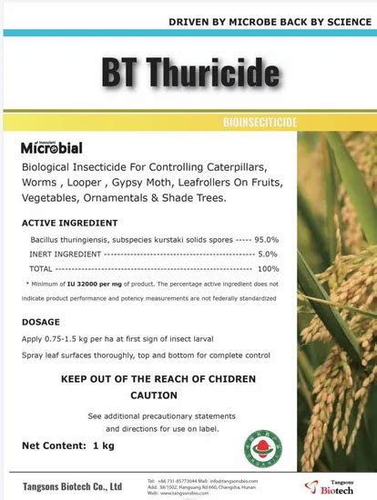 Bacillus Thuringiensis Vegetable Fruit Tree Cabbage Worm Biological Insecticide Caterpillar