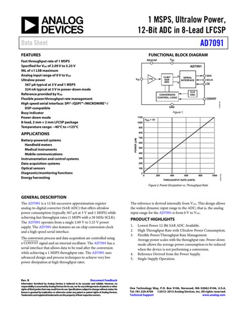 1 MSPS Ultralow Power 12 Bit ADC In 8 Lead LFCSP AD7091