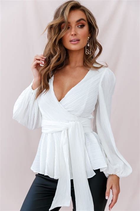 Macy Fit Flare Wrap Top White Dressy White Tops Tie Maxi Dress