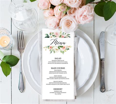 Bridal Shower Menu Template