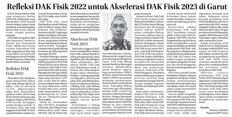 Refleksi DAK Fisik 2022 Untuk Akselerasi DAK Fisik 2023 Di Garut