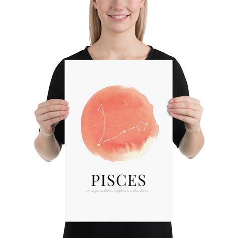 PISCES Watercolor Zodiac Sign Wall Art Print DIGITAL - Etsy