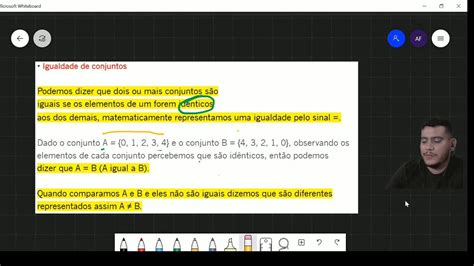 1 Ano Igualdade De Conjuntos Conj Unitário Vazio E Universo Youtube