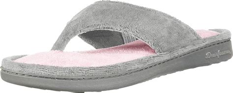 Dearfoams Women S Melanie Colorblocked Microfiber Terry Thong Slipper