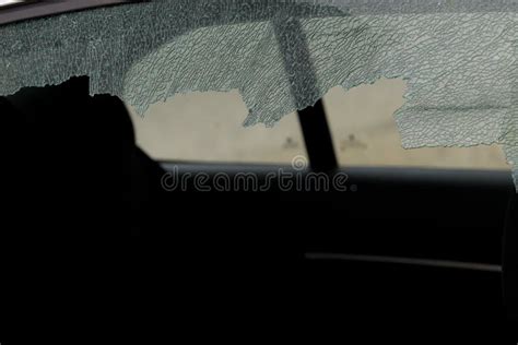 Broken Car Window and Cracked Glass of a Automobile Stock Photo - Image ...