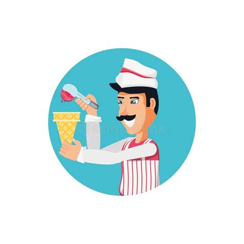 Caráter Do Avatar Do Vendedor Do Gelado Ilustração do Vetor