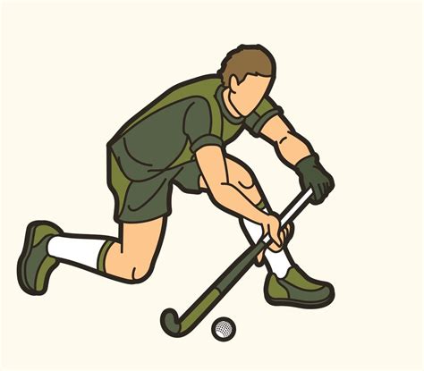 Cartoon Field Hockey Sport Male Player Action Vector Art At