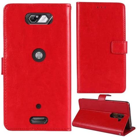 JYT Rouge Premium Flip Veritable Cuir Housse Coque Pour Crosscall Core