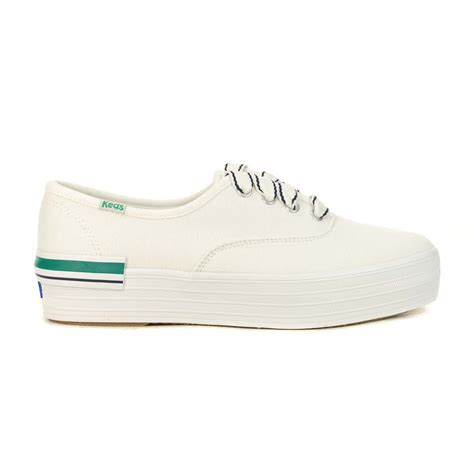 Keds The Platform Pique Whitegreen Stripe Sneakers Wf67192 Wookicom