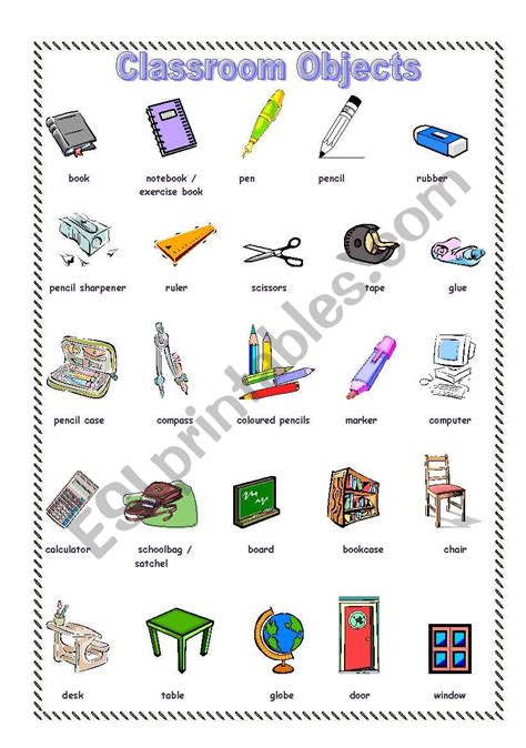 Classroom Objects Worksheet Free Esl Printable