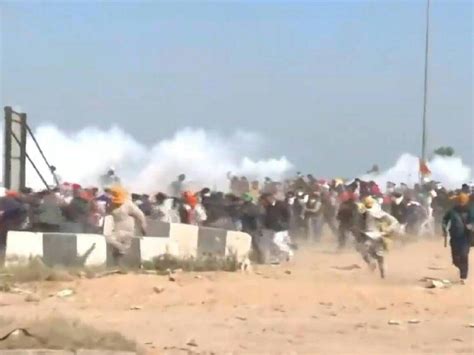 Farmers' protest: Tear gas shells fired as protesters gather near barricades at Shambhu border ...