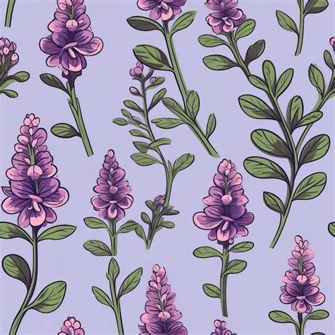 Premium AI Image | Handdrawn Lavender Floral Pattern In Purple Color