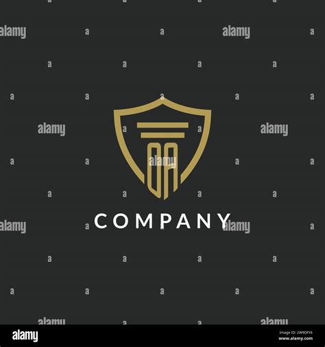 Oa Initial Monogram Logo With Pillar And Shield Style Design Ideas