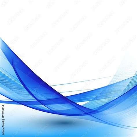 Blue Wave Abstract White Background With Blue Wavy Curved Lines Vector