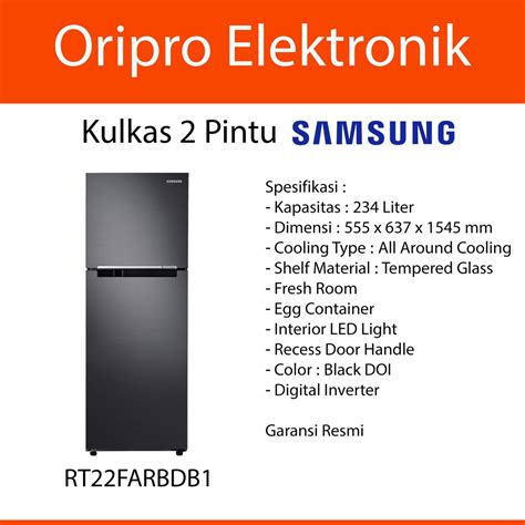 Jual Kulkas 2 Pintu 234 Liter Digital Inverter Samsung RT22FARBDB1