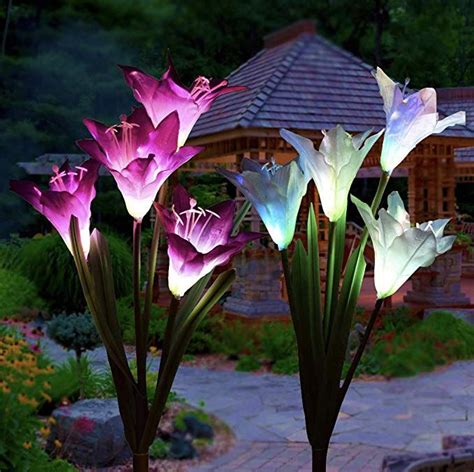 Outdoor Solar Flower Garden Decoration 2 Pack Modern Life Styles