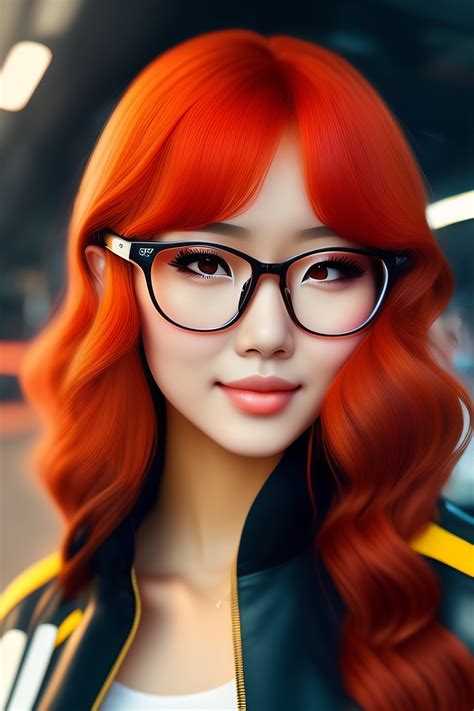 Lexica Anime Girl With A Lock Of Red Hair And Glasses