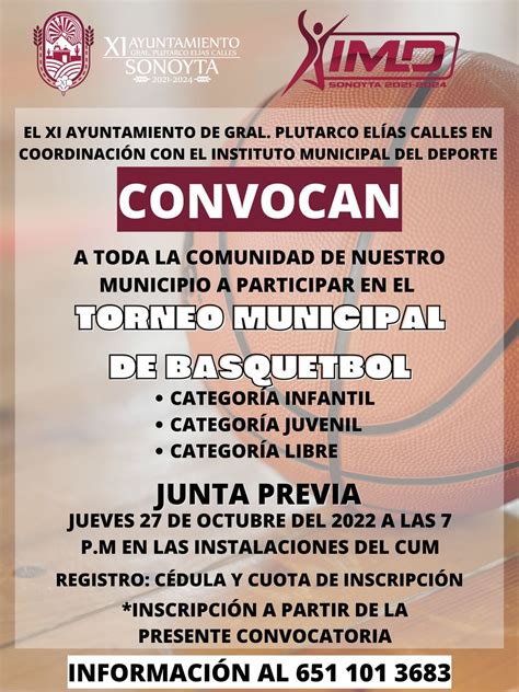 Convocatoria Torneo Municipal De Basquetbol Municipio De Sonoyta