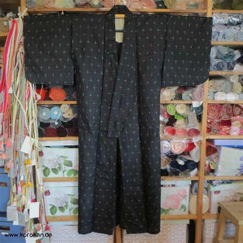 Igeta Kasuri T Rkis Auf Schwarz Hitoe Meisen Komon Kimono