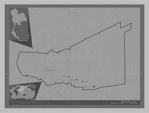 Pathum Thani Thailand Grayscale Labelled Points Of Cities Stock