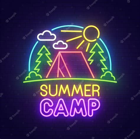 Premium Vector | Summer camp neon sign