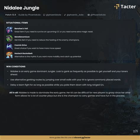 Tacter 👾 On Twitter Leagueoflegends Nidalee Jungle Champion Guide