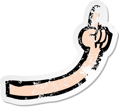 Pegatina Retro Angustiada De Un Brazo De Dibujos Animados 36342510 Png