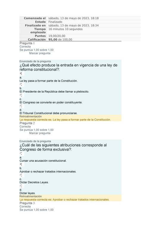 Examen derecho constitucional Comenzado el sábado 13 de mayo de 2023