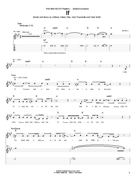 Red Hot Chili Peppers If Sheet Music Notes Chords Red Hot Chili Peppers Hottest Chili Pepper