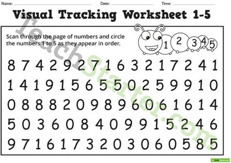 Number and letter visual tracking worksheets