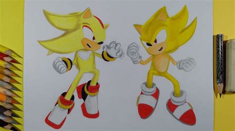 Dibujando A Super Sonic Vs Super Shadow Drawing Super Sonic Vs Super